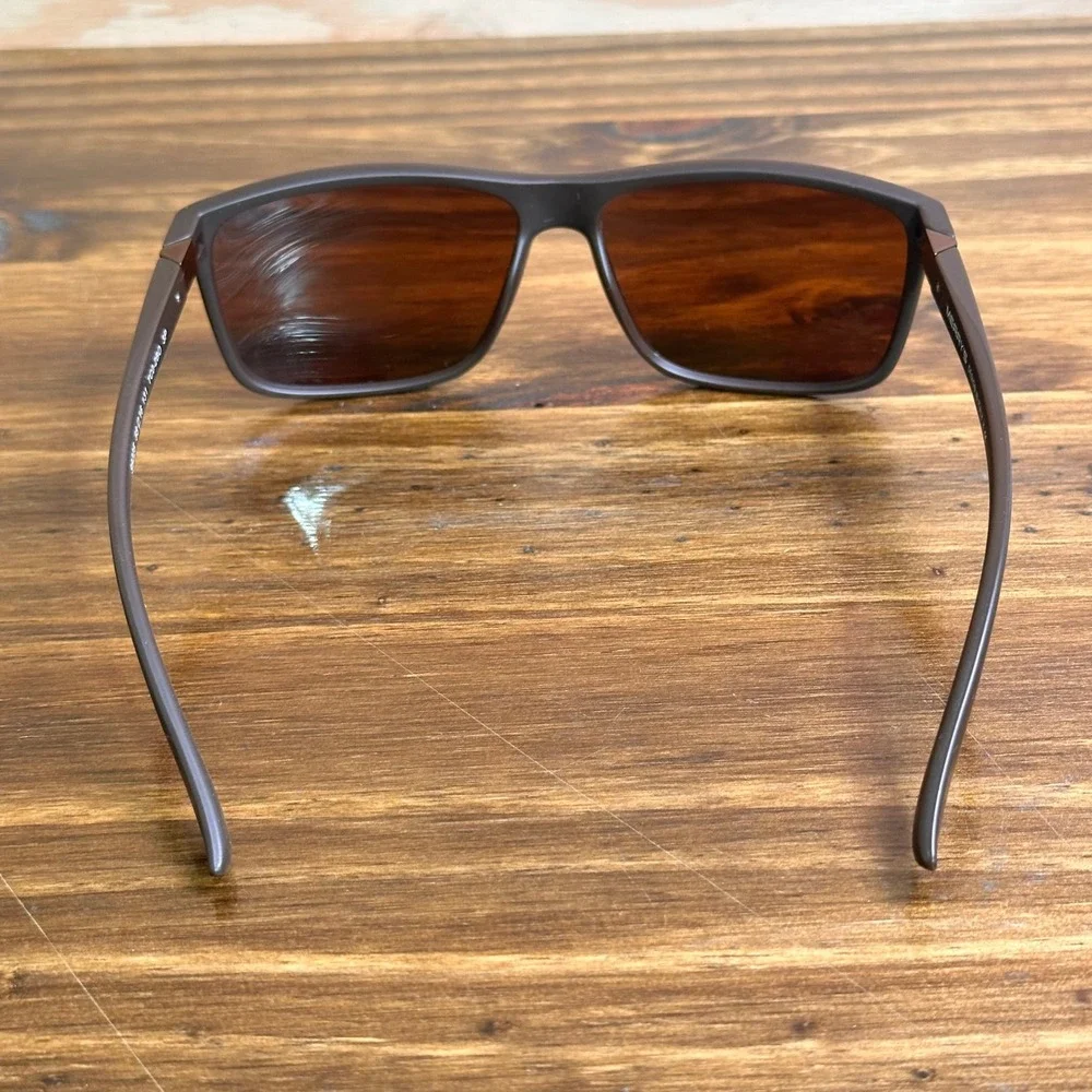 MERRY'S Polarized Sunglasses Matte Brown Rectangular Lens S8225 Design Italy